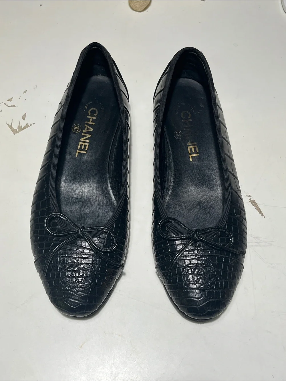 Chanel Black Exotic Crocodile Leather Ballet Flats